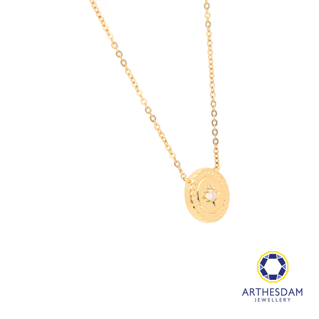 Arthesdam Jewellery 18K Gold Vintage Coin 0.028CT Diamond Necklace