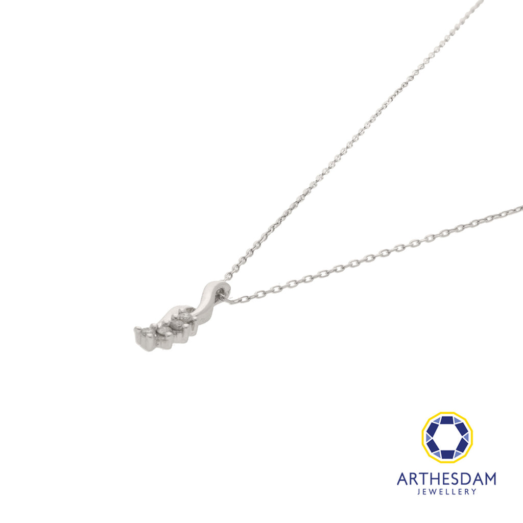 Arthesdam Jewellery 9K White Gold 4Diamond Pendant Chain Set 0.05CT