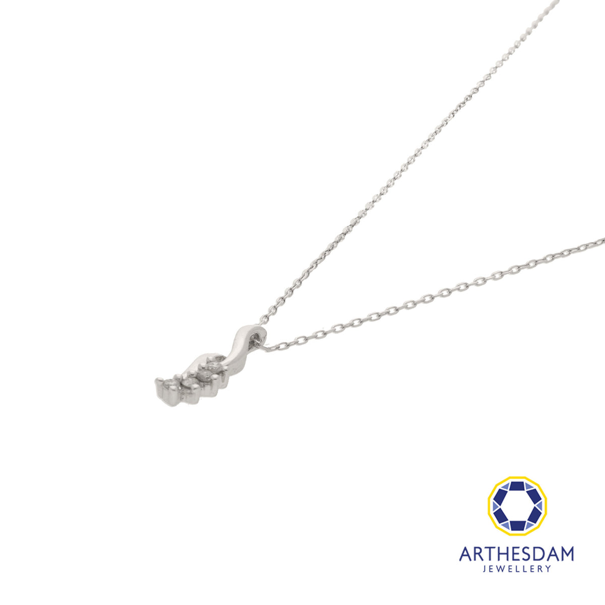 Arthesdam Jewellery 9K White Gold 4Diamond Pendant Chain Set 0.05CT