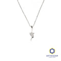 Arthesdam Jewellery 9K White Gold 3Diamond Flower Pendant Chain Set 0.03CT