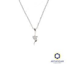 Load image into Gallery viewer, Arthesdam Jewellery 9K White Gold 3Diamond Flower Pendant Chain Set 0.03CT
