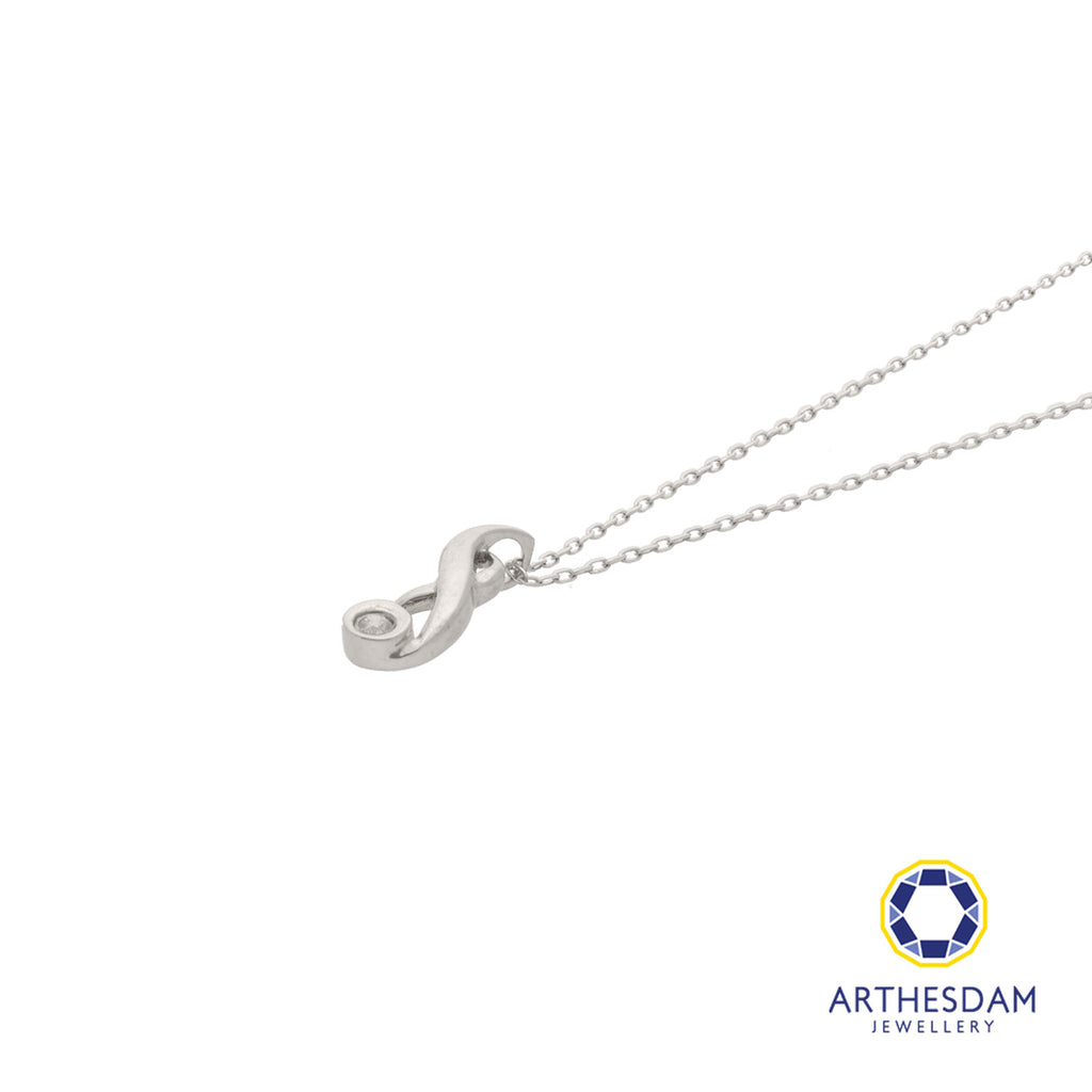Arthesdam Jewellery 9K White Gold Single Diamond Pendant Chain Set 0.02CT