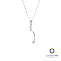 Arthesdam Jewellery 9K White Gold 4Diamond Long Pendant Chain Set 0.15CT