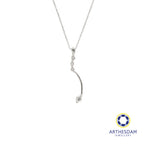 Arthesdam Jewellery 9K White Gold 4Diamond Long Pendant Chain Set 0.15CT
