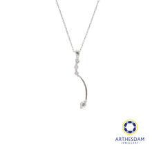 Load image into Gallery viewer, Arthesdam Jewellery 9K White Gold 4Diamond Long Pendant Chain Set 0.15CT
