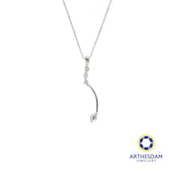 Arthesdam Jewellery 9K White Gold 4Diamond Long Pendant Chain Set 0.15CT