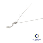 Arthesdam Jewellery 9K White Gold 4Diamond Long Pendant Chain Set 0.15CT