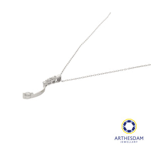Arthesdam Jewellery 9K White Gold 4Diamond Long Pendant Chain Set 0.15CT