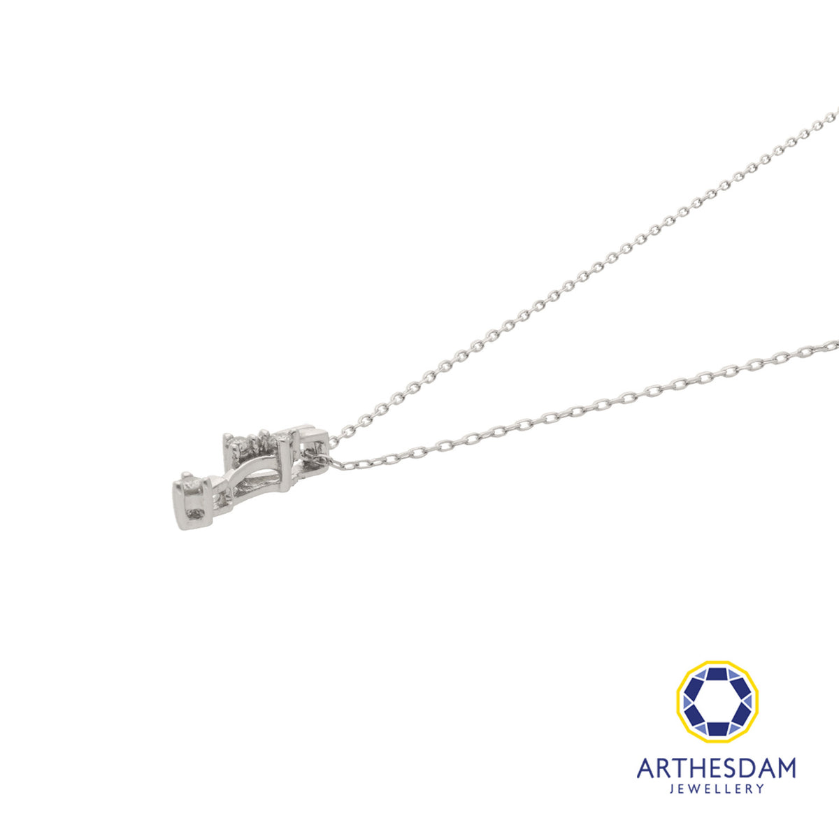 Arthesdam Jewellery 9K White Gold 3Diamond Pendant Chain Set 0.05CT