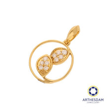 Load image into Gallery viewer, Arthesdam Jewellery 18K Yellow Gold Circle Frame with Diamond Leaves Pendant
