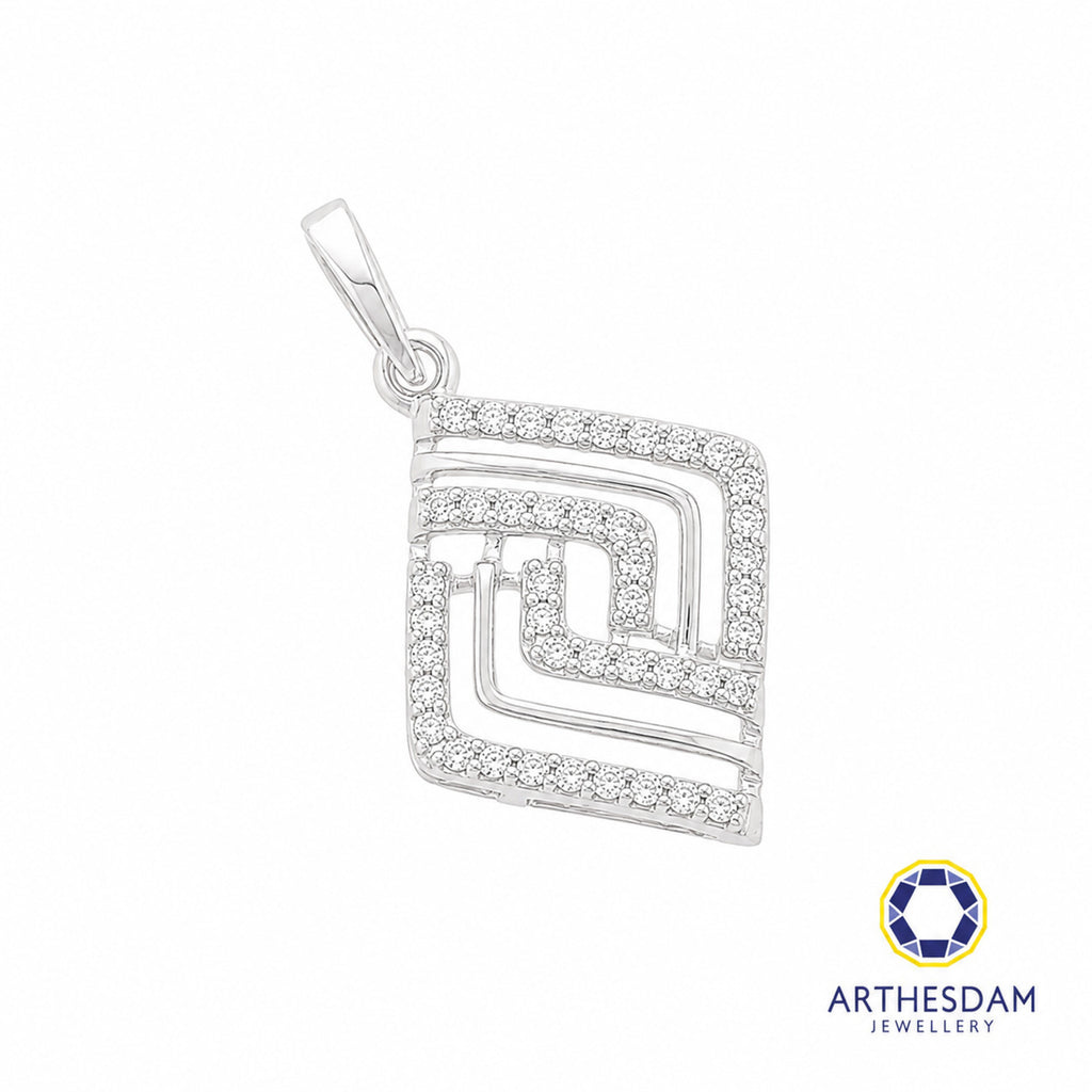 Arthesdam Jewellery 18K White Gold Diamond Zigzag Pendant
