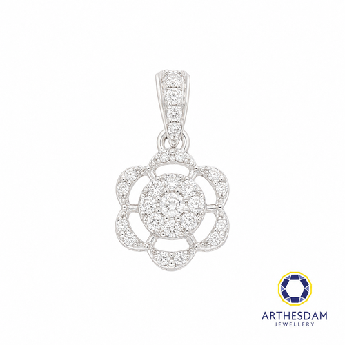 Arthesdam Jewellery 18K White Gold Flower Diamond Pendant