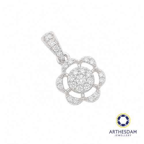Arthesdam Jewellery 18K White Gold Flower Diamond Pendant