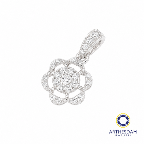 Arthesdam Jewellery 18K White Gold Flower Diamond Pendant