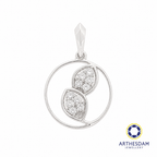 Arthesdam Jewellery 18K White Gold Circle Frame with Diamond Leaves Pendant