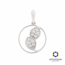 Load image into Gallery viewer, Arthesdam Jewellery 18K White Gold Circle Frame with Diamond Leaves Pendant
