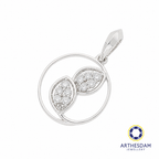Arthesdam Jewellery 18K White Gold Circle Frame with Diamond Leaves Pendant