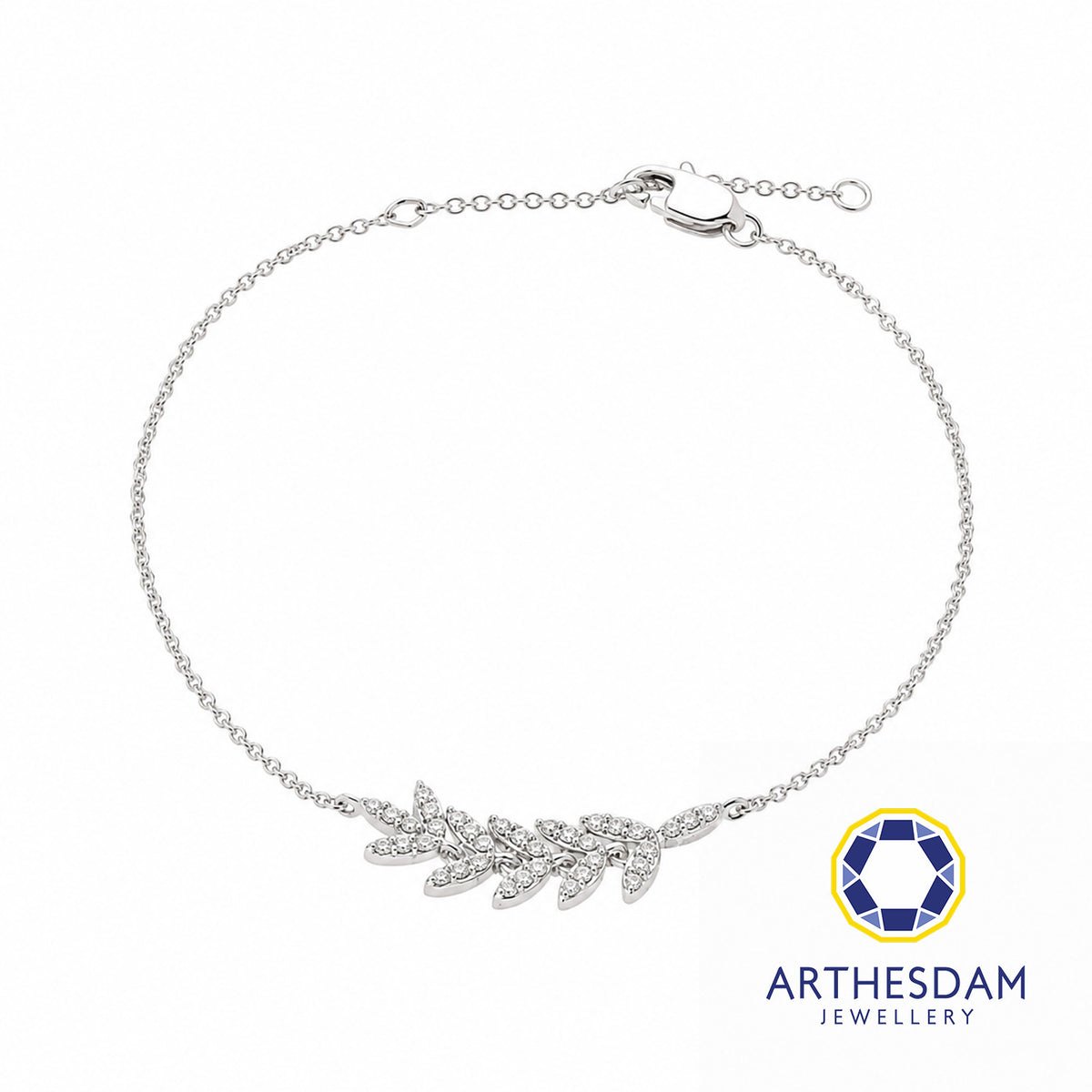 Arthesdam Jewellery 18K White Gold with Diamond Leaves Bracelet