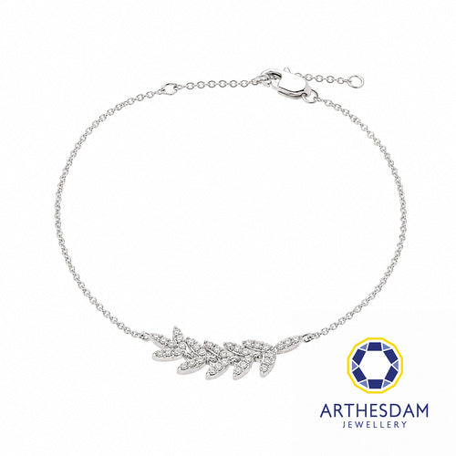 Arthesdam Jewellery 18K White Gold with Diamond Leaves Bracelet