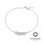 Arthesdam Jewellery 18K White Gold with Diamond Leaves Bracelet