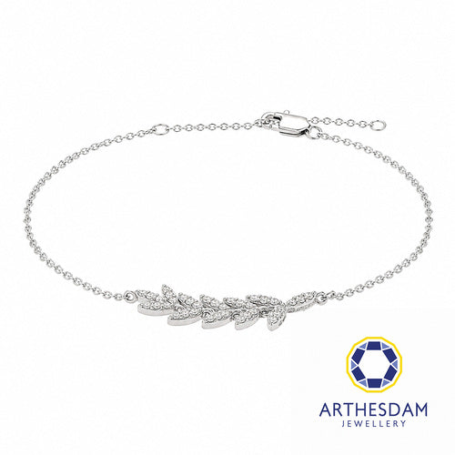 Arthesdam Jewellery 18K White Gold with Diamond Leaves Bracelet