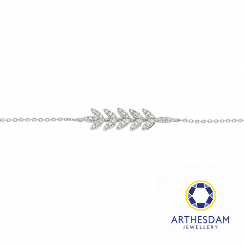 Arthesdam Jewellery 18K White Gold with Diamond Leaves Bracelet