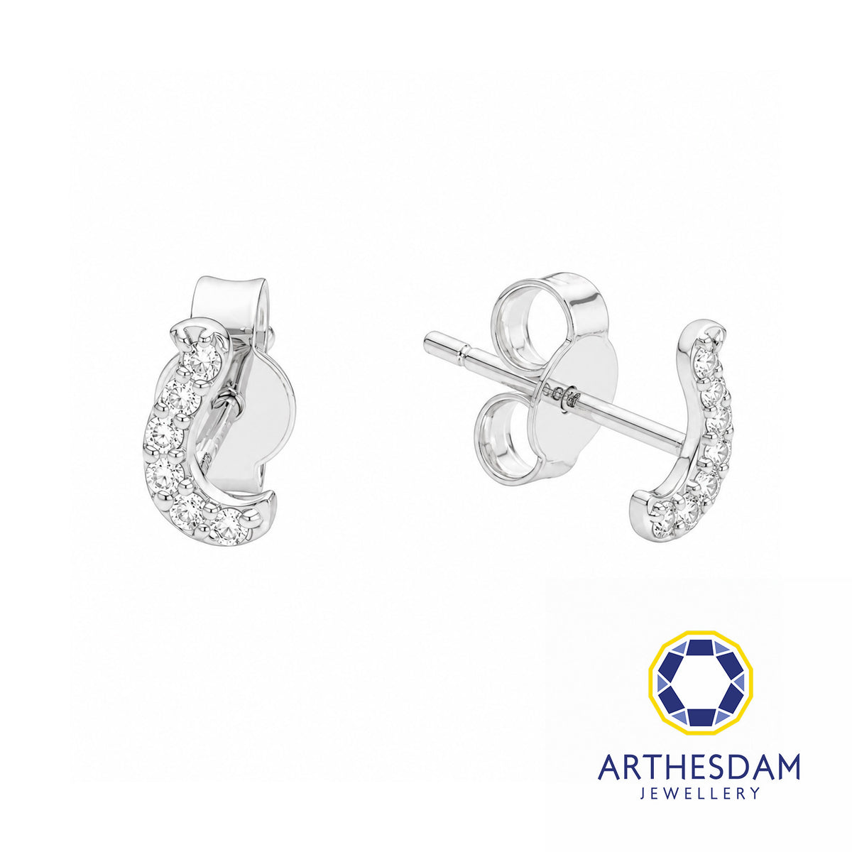 Arthesdam Jewellery 18K White Gold with Diamond Fish Hook Earrings