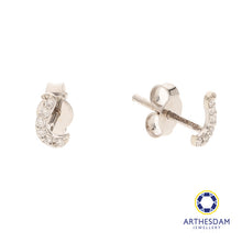 Load image into Gallery viewer, Arthesdam Jewellery 18K White Gold with Diamond Fish Hook Earrings
