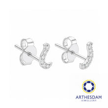 Load image into Gallery viewer, Arthesdam Jewellery 18K White Gold with Diamond Fish Hook Earrings
