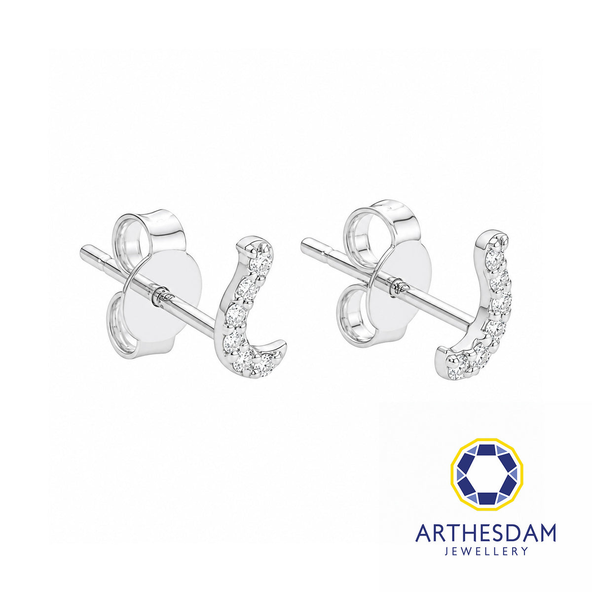 Arthesdam Jewellery 18K White Gold with Diamond Fish Hook Earrings