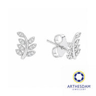Arthesdam Jewellery 18K White Gold with Diamond Leaves Earrings