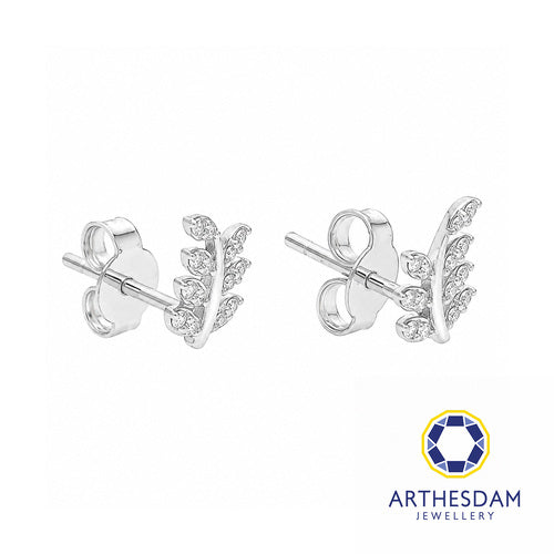 Arthesdam Jewellery 18K White Gold with Diamond Leaves Earrings