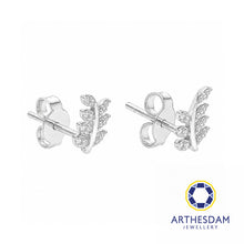 Load image into Gallery viewer, Arthesdam Jewellery 18K White Gold with Diamond Leaves Earrings
