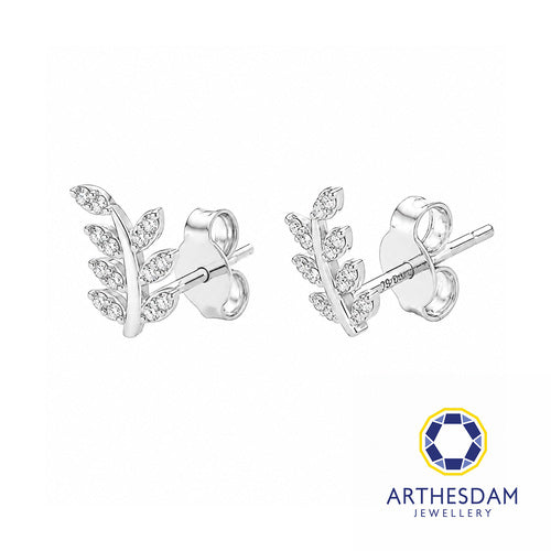 Arthesdam Jewellery 18K White Gold with Diamond Leaves Earrings