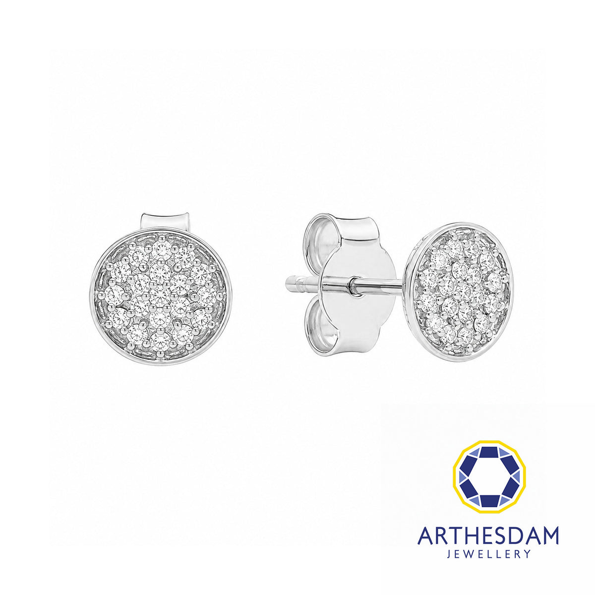 Arthesdam Jewellery 18K White Gold with Diamond Round Stud Earrings
