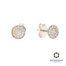 Load image into Gallery viewer, Arthesdam Jewellery 18K White Gold with Diamond Round Stud Earrings
