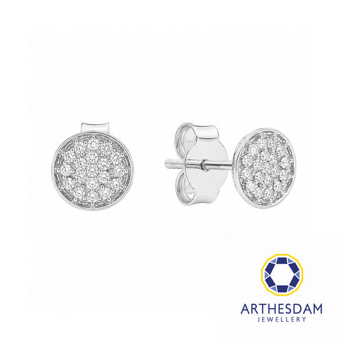 Arthesdam Jewellery 18K White Gold with Diamond Round Stud Earrings