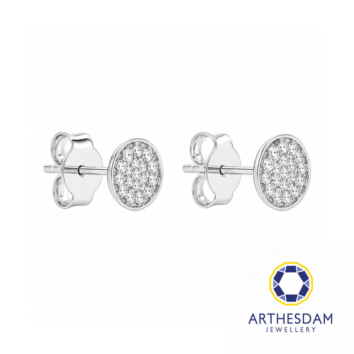 Arthesdam Jewellery 18K White Gold with Diamond Round Stud Earrings