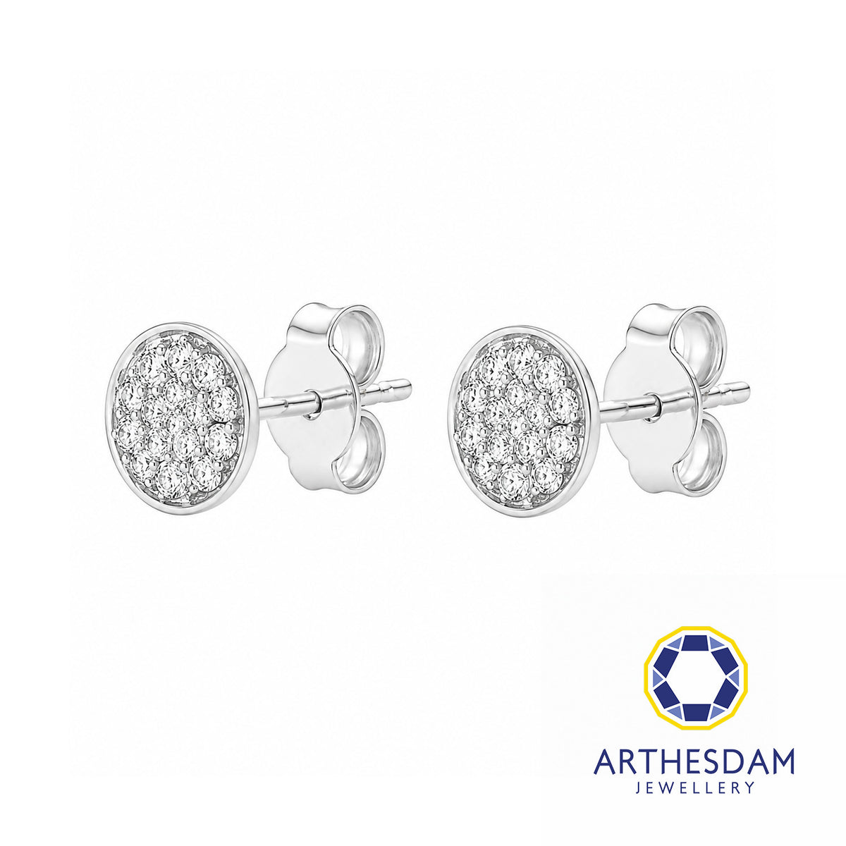 Arthesdam Jewellery 18K White Gold with Diamond Round Stud Earrings