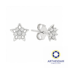Load image into Gallery viewer, Arthesdam Jewellery 18K White Gold with Diamond Spiky Star Earrings

