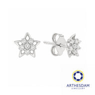 Arthesdam Jewellery 18K White Gold with Diamond Spiky Star Earrings