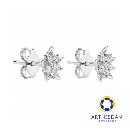 Arthesdam Jewellery 18K White Gold with Diamond Spiky Star Earrings