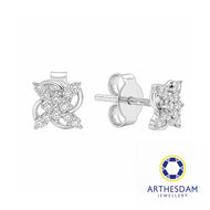 Arthesdam Jewellery 18K White Gold with Diamond Cross Clover Earrings