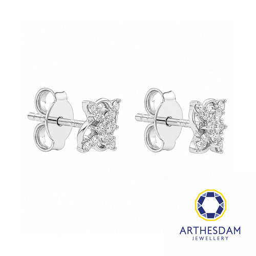 Arthesdam Jewellery 18K White Gold with Diamond Cross Clover Earrings