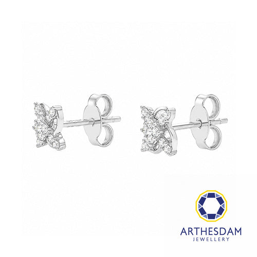 Arthesdam Jewellery 18K White Gold with Diamond Cross Clover Earrings