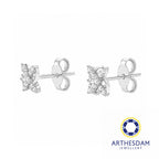 Arthesdam Jewellery 18K White Gold with Diamond Cross Clover Earrings