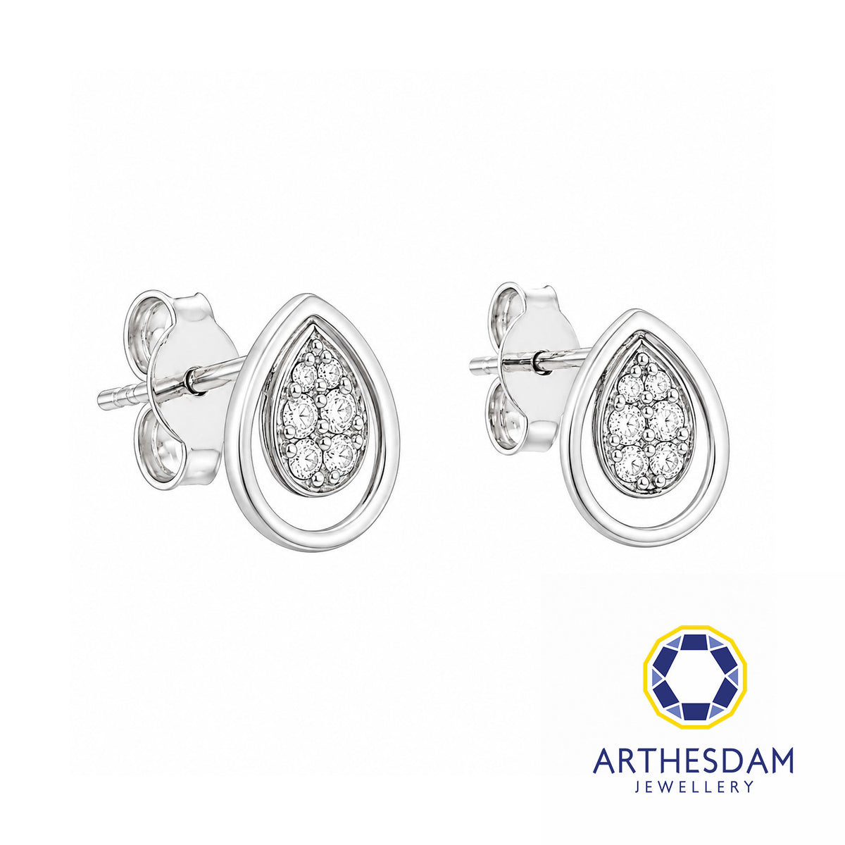 Arthesdam Jewellery 18K White Gold with Diamond Raindrop Earrings