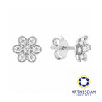 Arthesdam Jewellery 18K White Gold with Diamond Six Petals Flower Earring