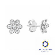 Arthesdam Jewellery 18K White Gold with Diamond Six Petals Flower Earring