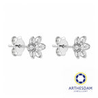 Arthesdam Jewellery 18K White Gold with Diamond Six Petals Flower Earring